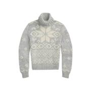 Håndlavet Snefnug Uld Turtleneck Sweater