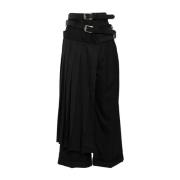 Lagdelt Sort Uld Culottes Nederdel