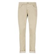 Beige Bomuld Jeans med Broderi