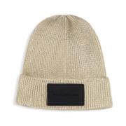 Børn Beige Ribbet Bomuld Beanie Hat