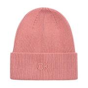 Broderet Fin Ribstrikket Beanie Hat