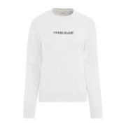 Hvid Crewneck Broderet Sweater