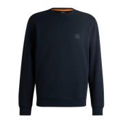 Blå Afslappet Sweater Fransk Terry Logo