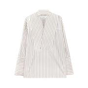 Stribet Oversized Skjorte med Plastron