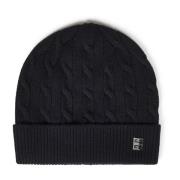 Sort Cable-Knit Beanie Hat