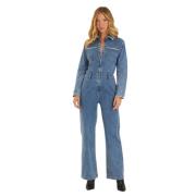 Lang denim-overalls