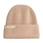 Beige Bomuld Beret med Tonal Syning