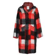 Front Button Wool Blend Coat Red