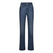 Blå High-Waisted Slim Fit Jeans