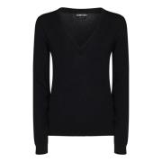 Sort V-Hals Uld Sweater