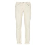 Ivory Bomuld Jeans med Broderi