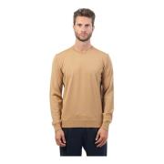 Beige Crewneck Sweater med Broderet Logo