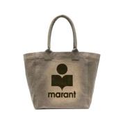 Khaki Canvas Flocked Logo Tote Taske