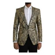 Guld Jacquard Blazer Slim Fit