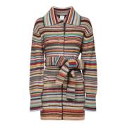 Stribet Lang Cardigan Sweater