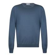 Blå Crew Neck Uld Sweater