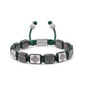 Men`s Ceramic Flatbead Bracelet in Green and Silver