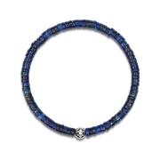 Men's Wristband with Blue Lapis Heishi Beads and Silver