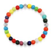 Wristband with Multicolored Glass and Silver