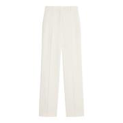 Straight Leg Wool Satin Trousers