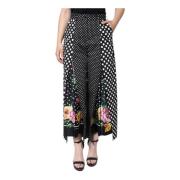 Patchwork Wide Leg Bukser Sort