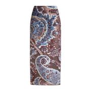 Paisley Jacquard Midi Nederdel