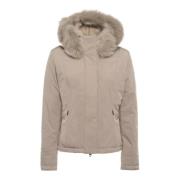 Tech Fur Jakke Beige med Logo