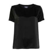 Sort Satin T-shirt med Logo