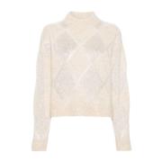 Beige Højhalset Sweater