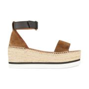 Olive/Natural Platform Espadrilles Sandaler