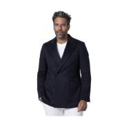 Marineblå Cashmere Dobbeltbrystet Blazer