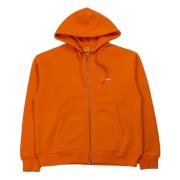 Orange Hoodie med Lynlås og Cursive Logo