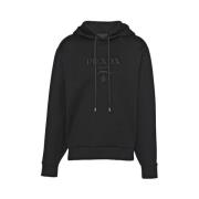 Præget Logo Sort Hoody Stilfuld