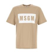 Bomuld T-shirt i Beige