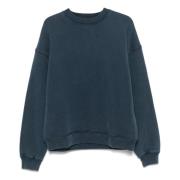 Blå Broderet Casual Sweatshirt