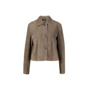 Suede Button-Down Jakke med Hornknapper