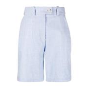 Blå Linned Casual Shorts