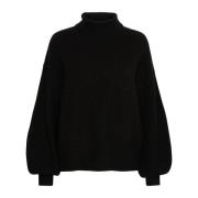 Sort Rollneck Pullover Sweater Lunamw