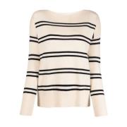 Stribet Uld Cashmere Sweater