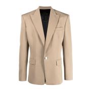 Beige Uld Blazer