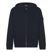 Blå Hoody Full Zip Sweater