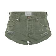 Khaki Shorts Klassisk Løs Pasform Bomuld