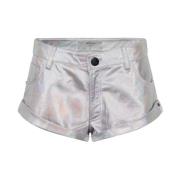 Sølv Metallic Læder Shorts