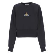 Blå Cropped Sweatshirt med Orb Broderi