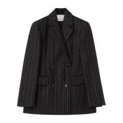 Pinstripe Blazer - Sort/Hvid