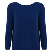 Blå Mohair Sweater Raglan Ærmer