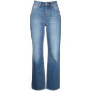 Blå High-Rise Straight Jeans