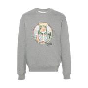 Rævetryk Rund Hals Sweatshirt