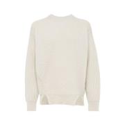 Italiensk Uld Ribbet Crew Neck Sweater