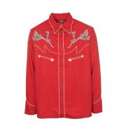 Blomstret Broderet Cowboy Skjorte